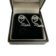  Sterling Sliver Owl Stud Earring Pair