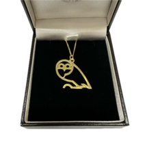  18CT Gold Plated On Silver Medium Owl Pendant & Chain