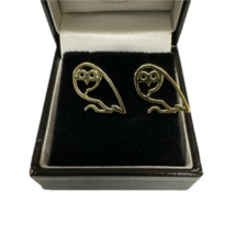  18CT Gold Plated  on Silver Owl Stud Earring Pair